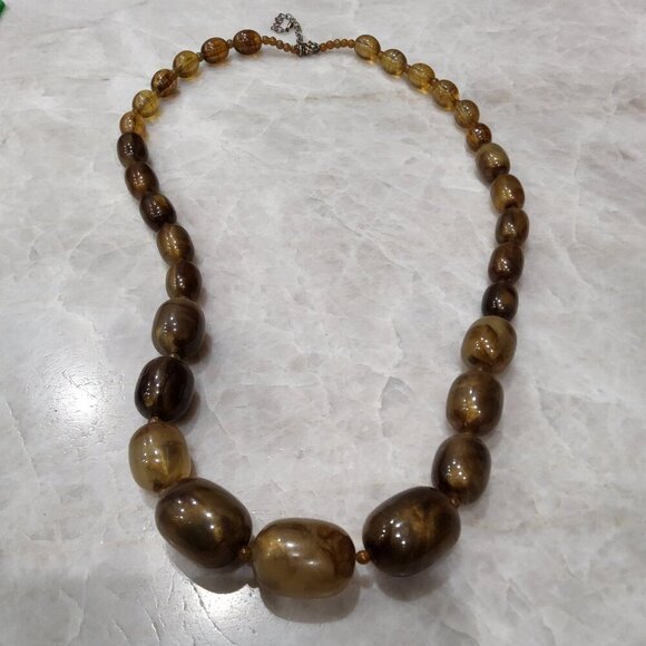 Vintage Necklace * Beaded balls brown * Mid century jewelry - Picture 2 of 5